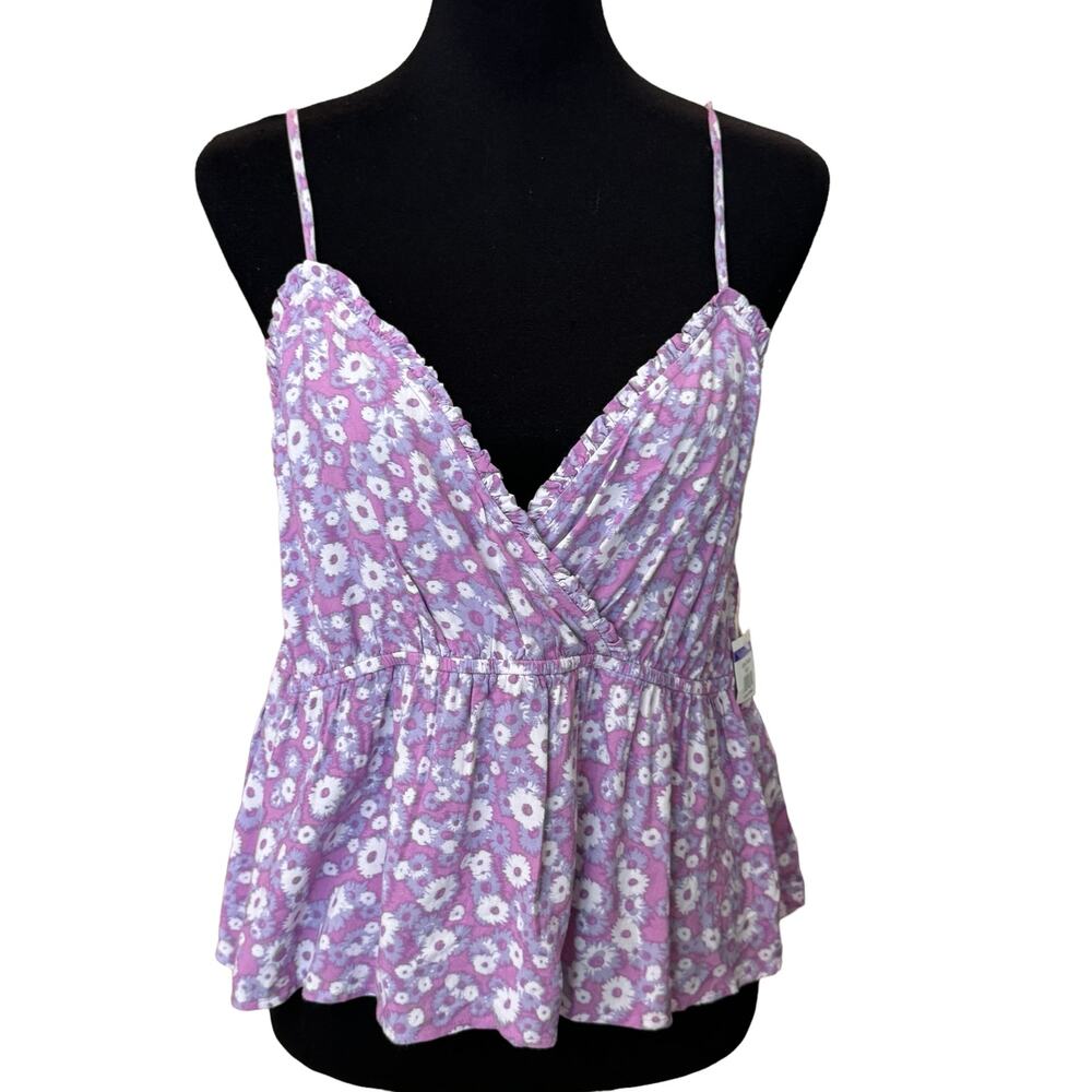 New ~ ABOUND - NORDSTROM ~ 100% Viscose Wind Daisy Purple Swing Camisole Large